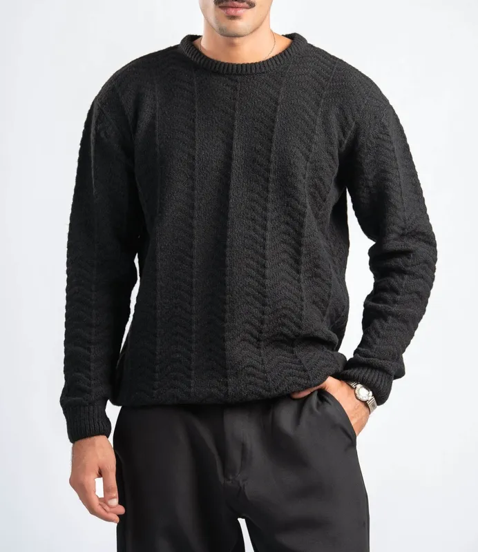 Black Soft Wool Blend Pullover