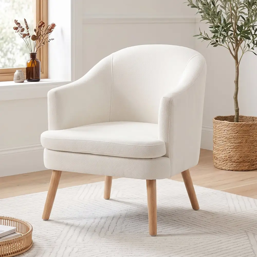 Compact Modern Linen Armchair