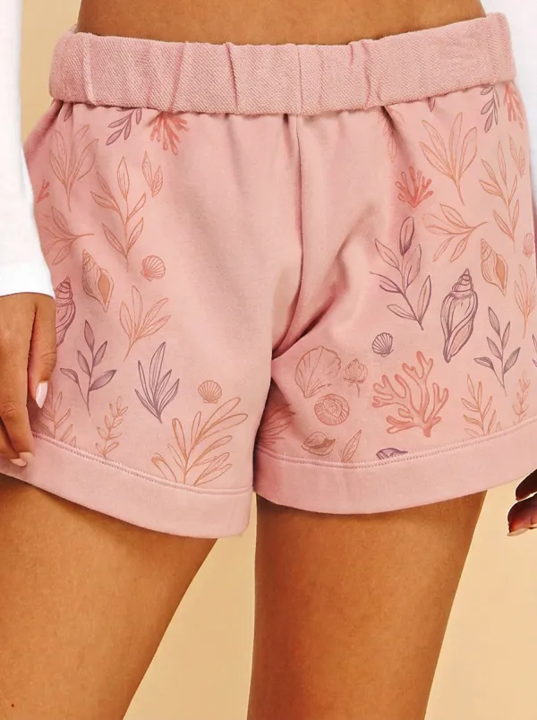 Women's Beach Lover Seashell Coral Printed Shorts