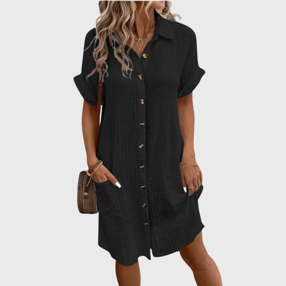 Pocket Detail Shirt Style Relaxed Casual Dress