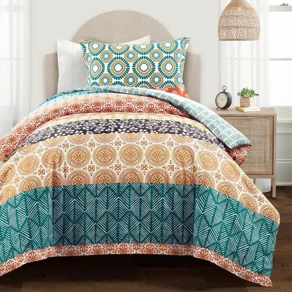 Cotton Striped Bohemian Reversible Duvet Cover Bedding Set