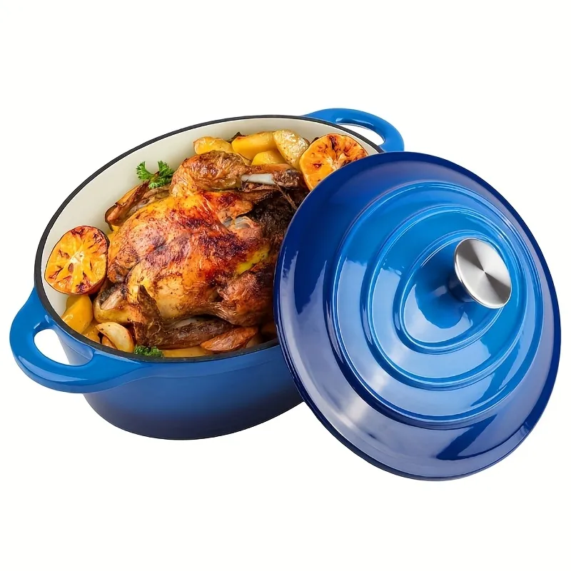 High-Quality Enamel Cast Iron Casserole, Perfect for Evenly Cooked Roasts and Stews