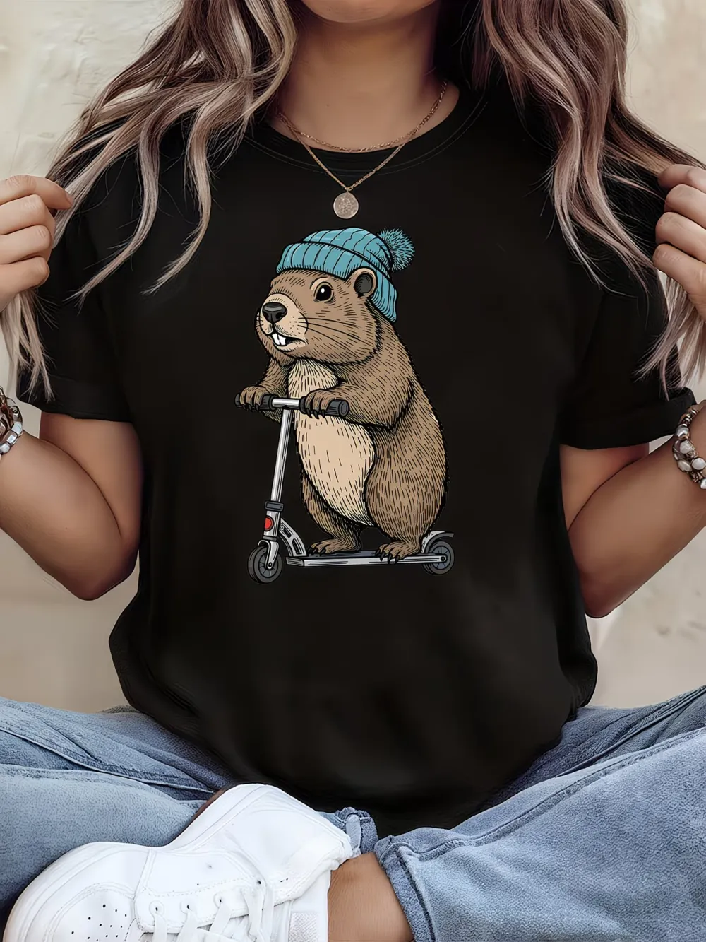 Groundhog on Scooter T-Shirt
