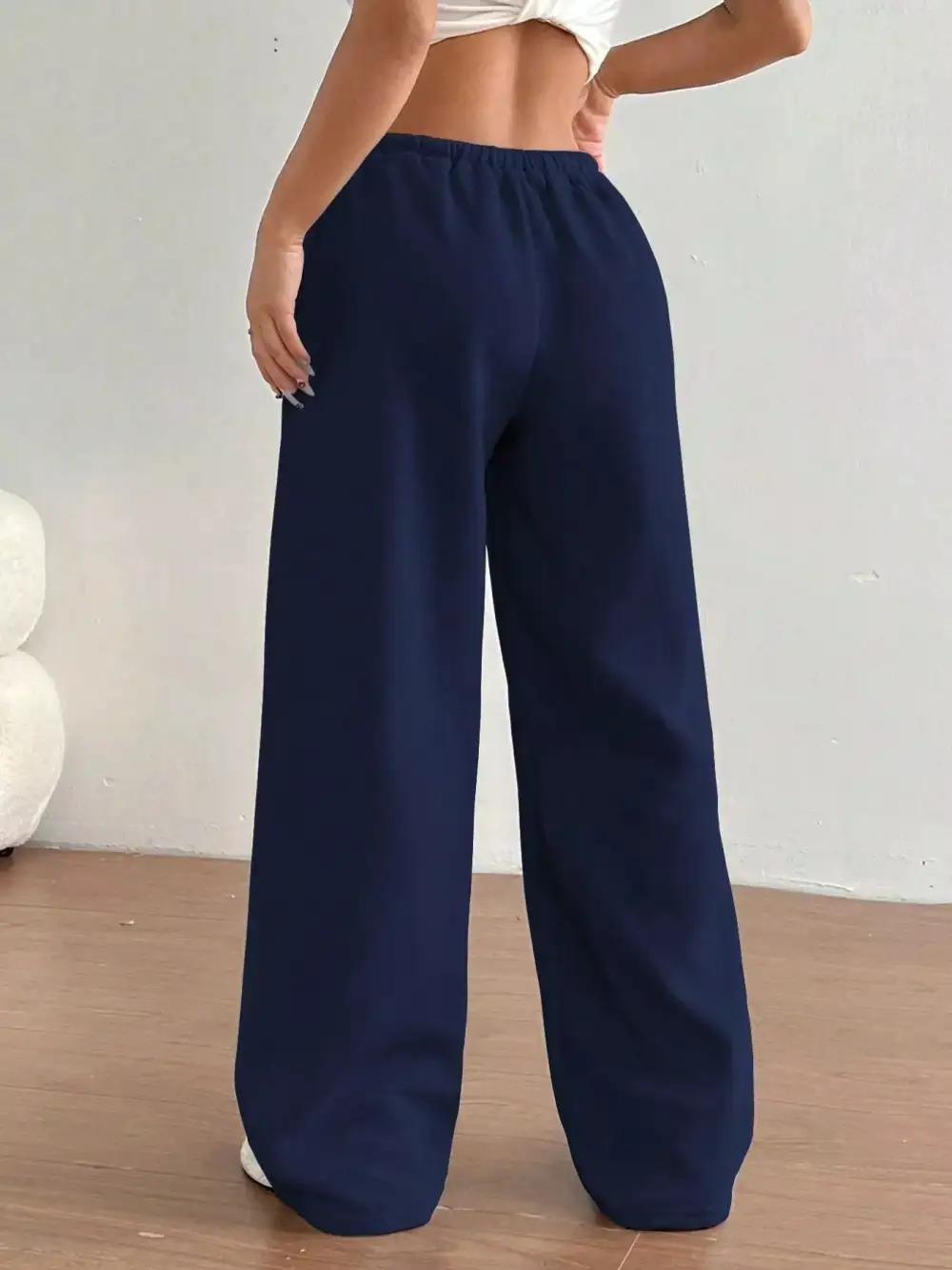 High Waist Drawstring Wide Leg Pocketed Casual Joggers