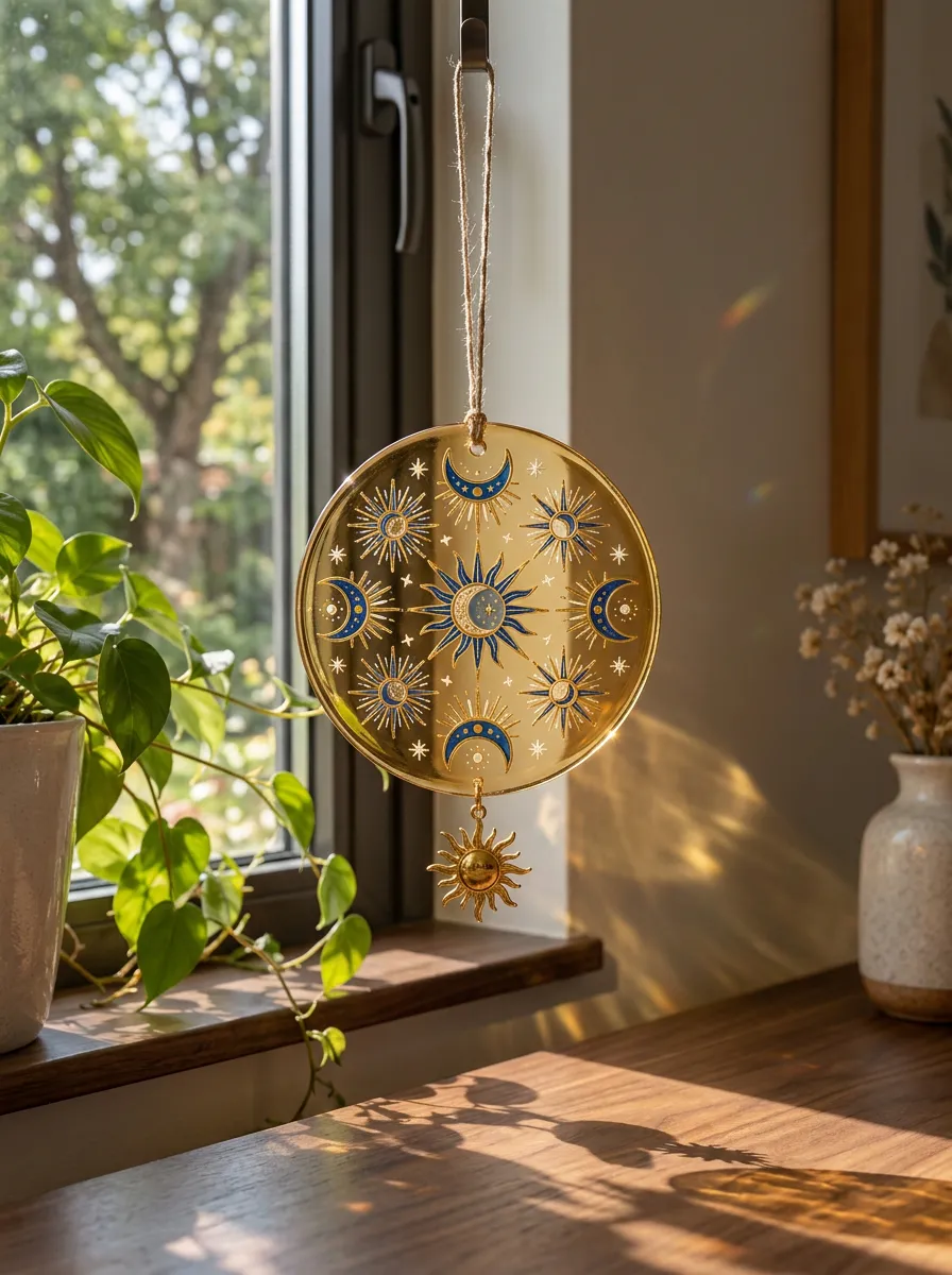 Sun Moon Printed Suncatcher Ornament