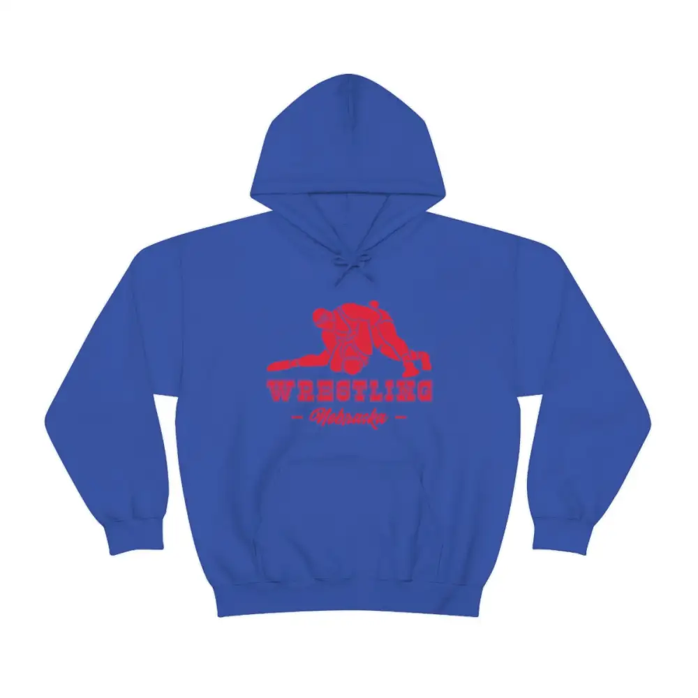 Relaxed Varsity Style Wrestling Graphic Pullover Hoodie