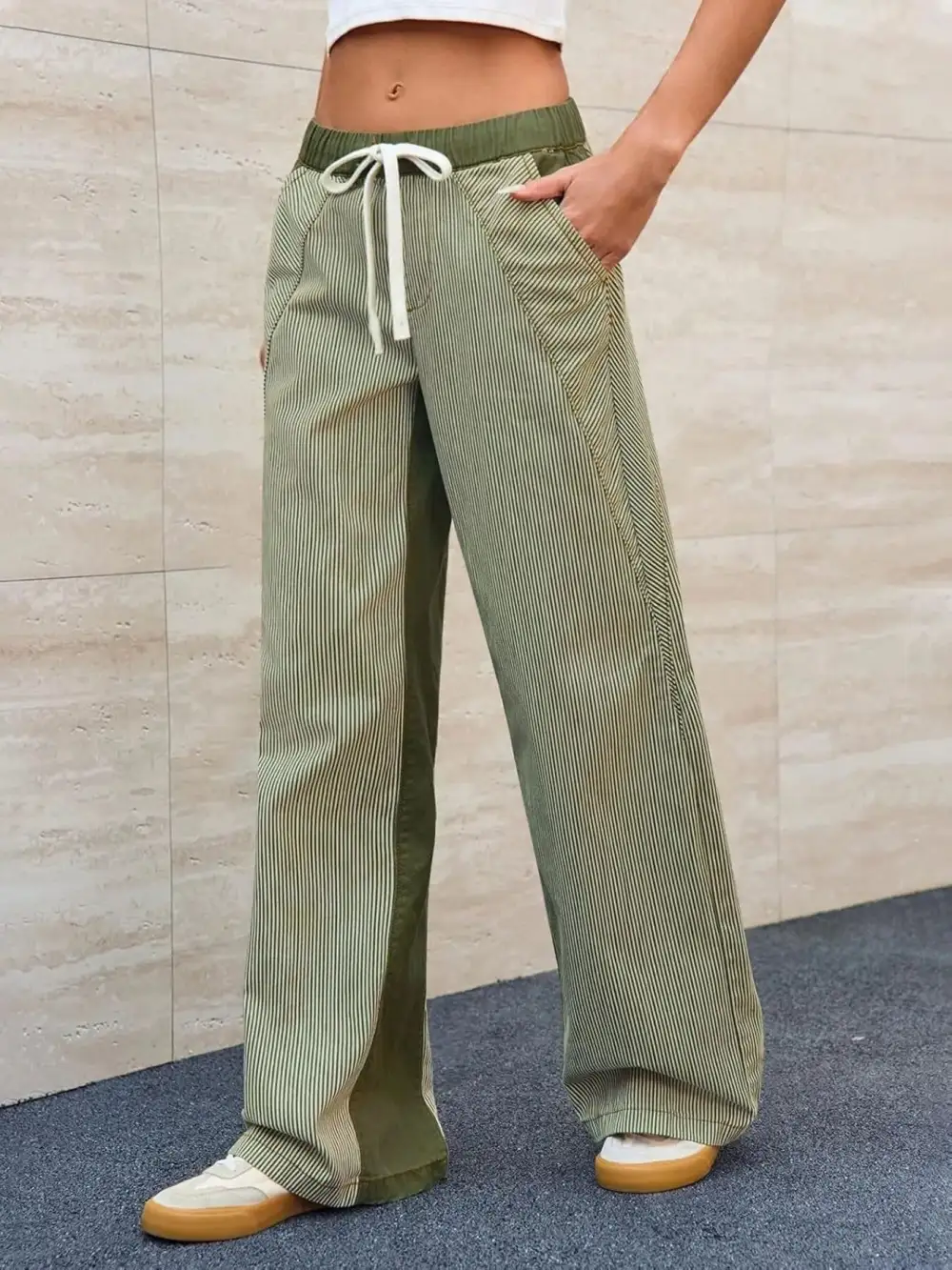 Subtle Texture Flowing Denim Jeans
