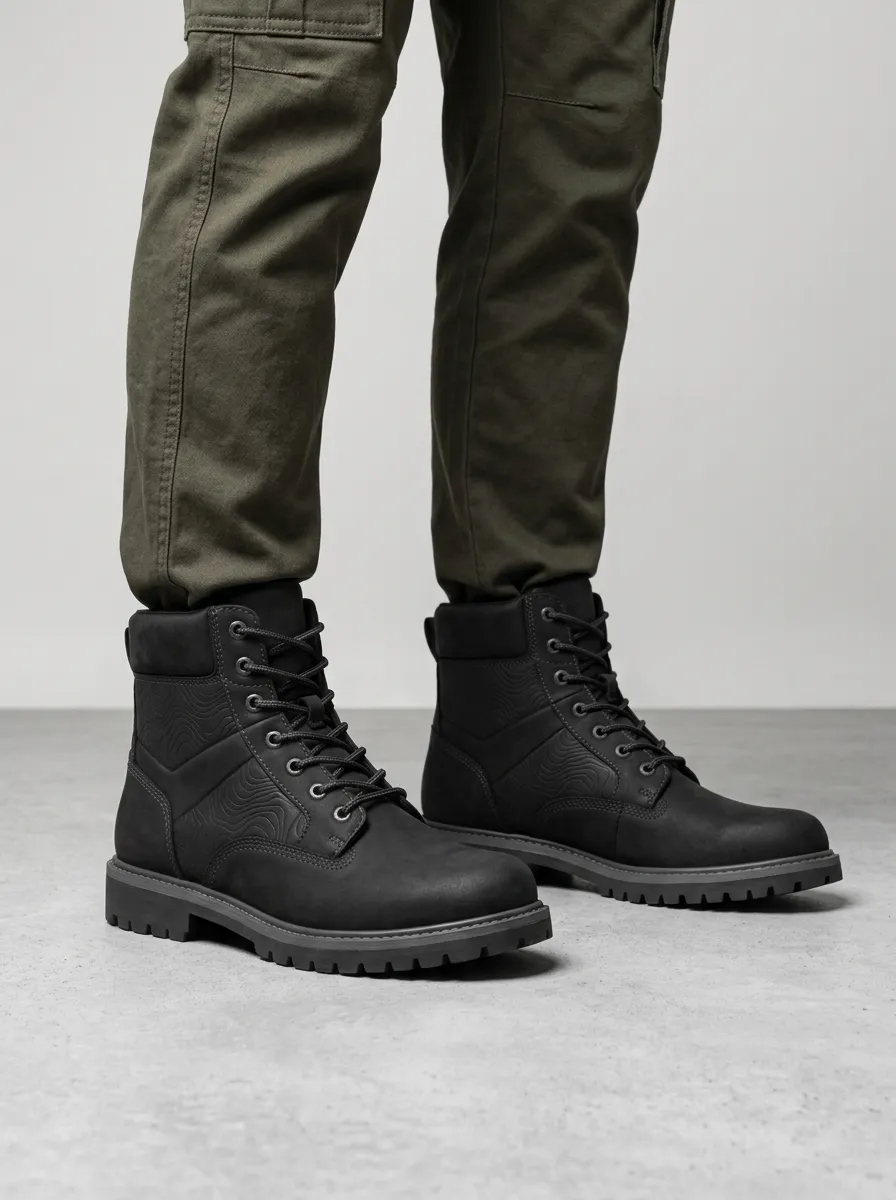 Unisex Outdoor Explorer Topographic Pattern Print Work Boots