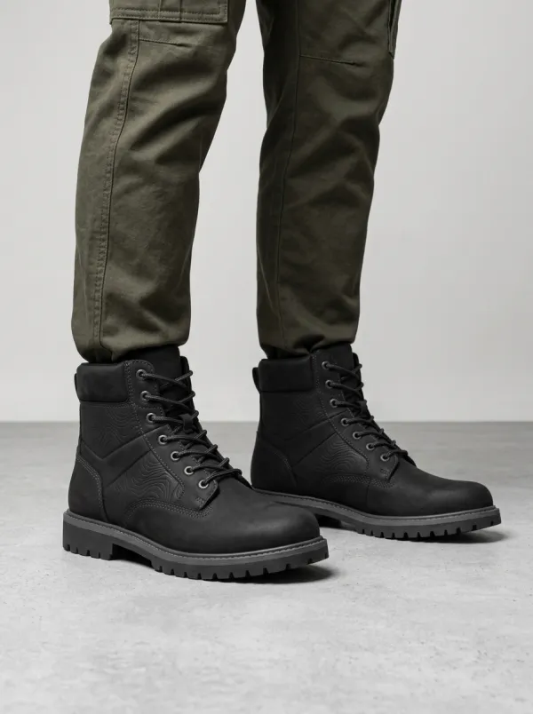 Unisex Outdoor Explorer Topographic Pattern Print Work Boots