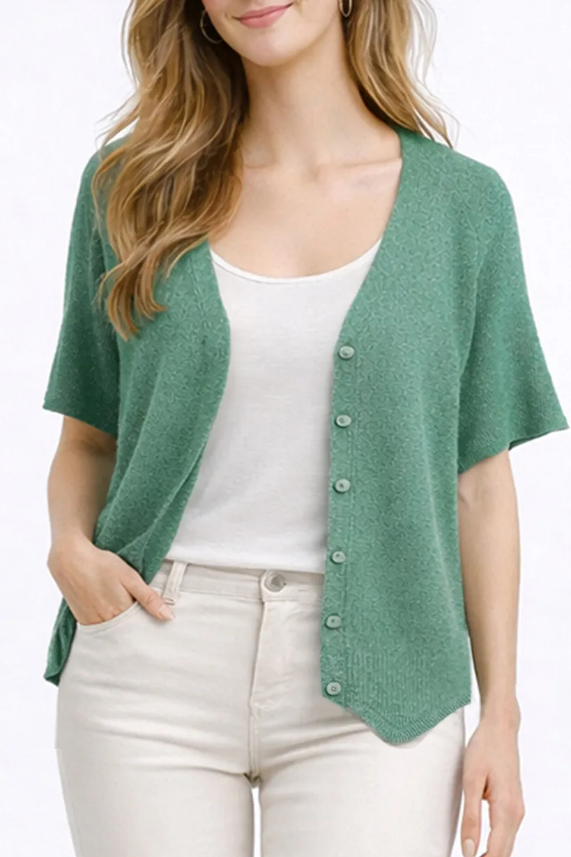 Lurex Short Sleeve Cardigan