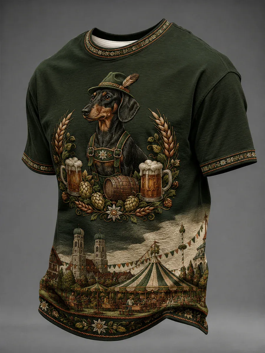 Herren-Oktoberfest-T-Shirt aus München mit Dackelmotiv