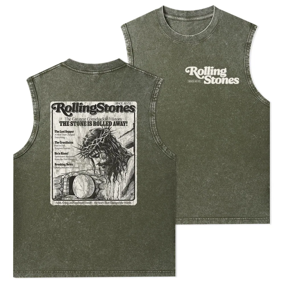 The Stone Was Rolled Away Resurrection Christian Washed Tank Top