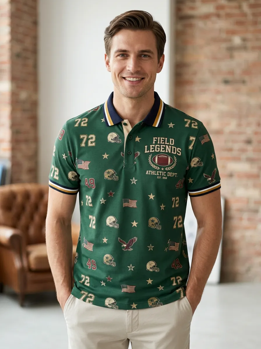 Men's Football Field Legends Helmet Polo Shirt