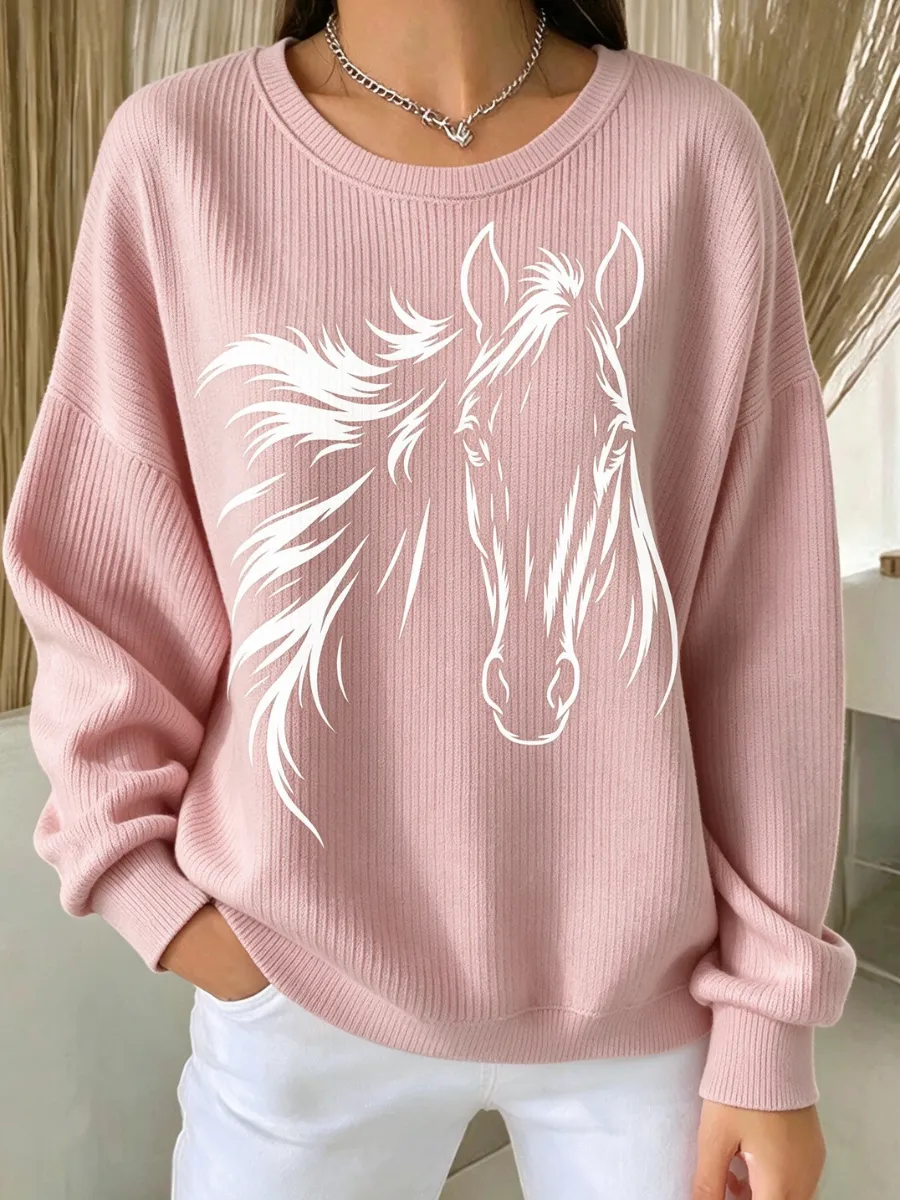 Women's Love Horses Print Casual Sweatshirt
