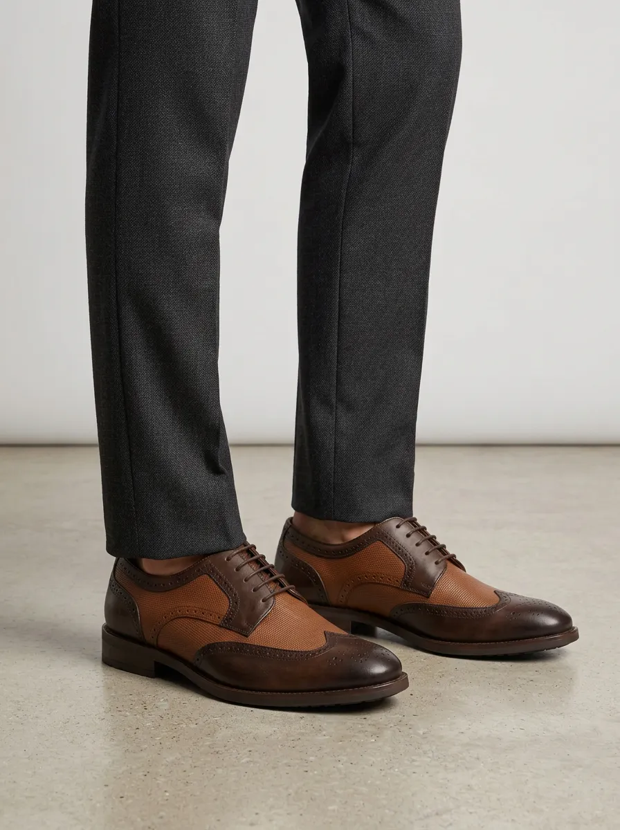 Men's Business Formal Brogue Printed Leather Shoes