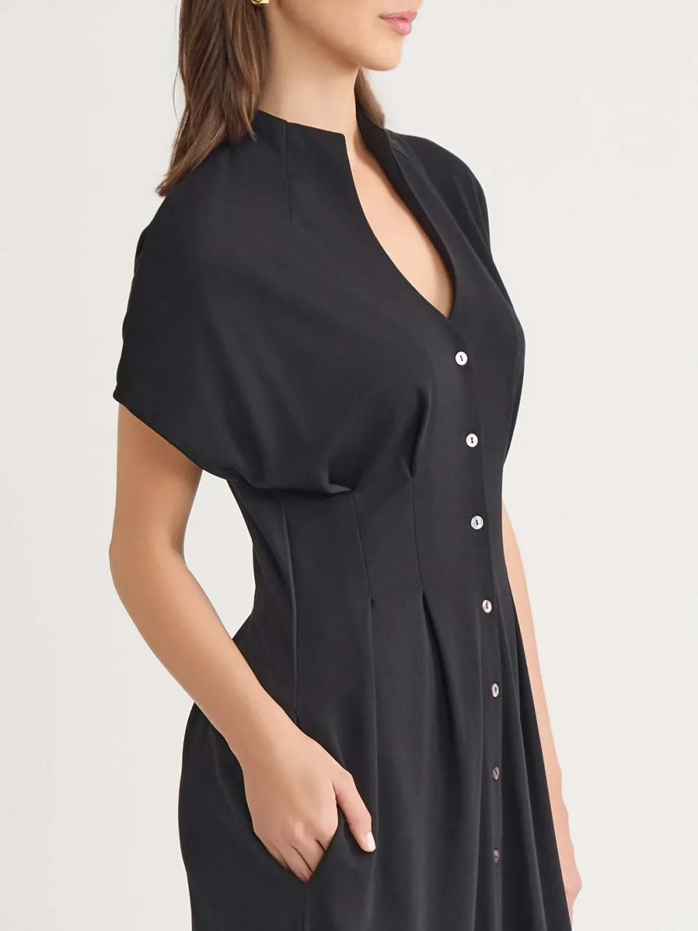 Stand Up Collar Button Up Dress