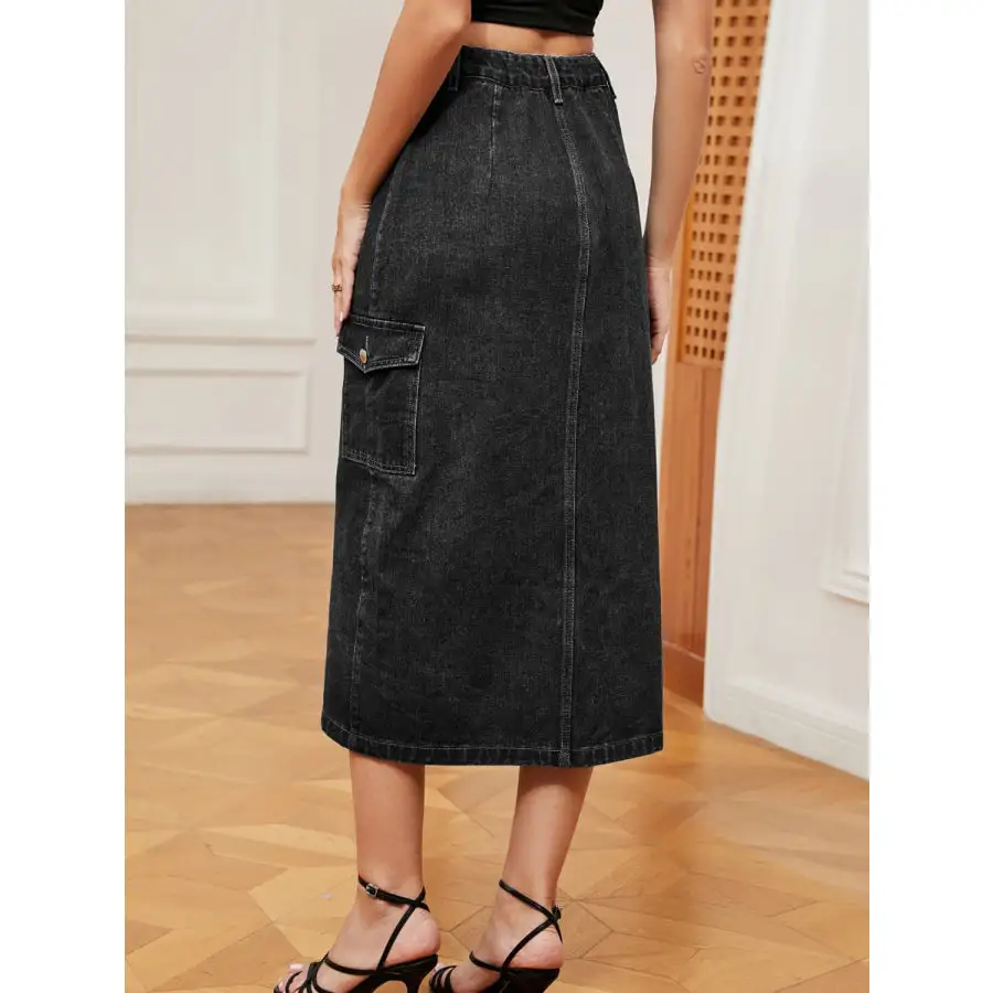 Button Down Denim Skirt