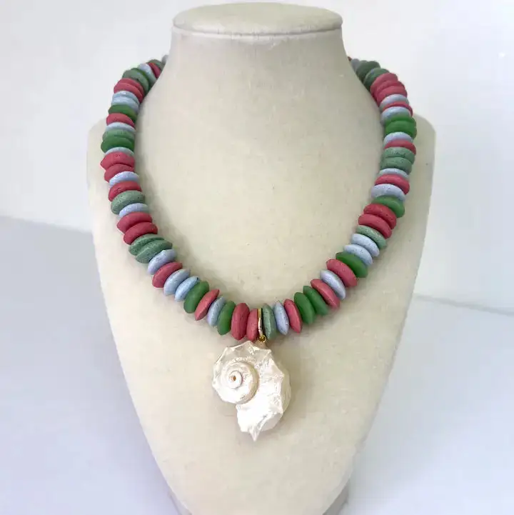 Beaded Shell Statement Necklace