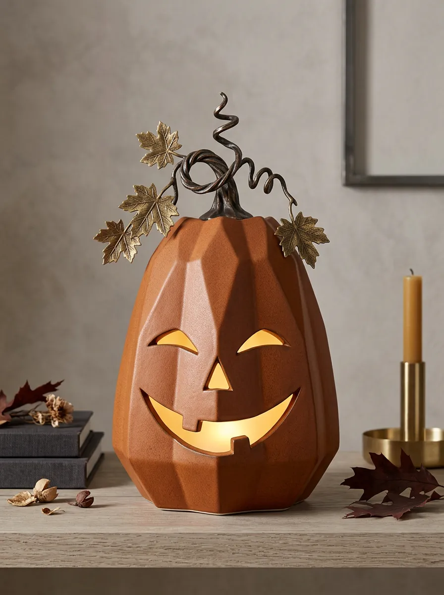 Halloween Ornamental Geometric Pumpkin LED Table Ornament