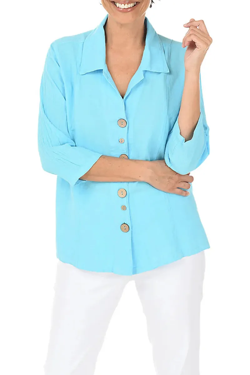 Button-Front Crinkle Shirt