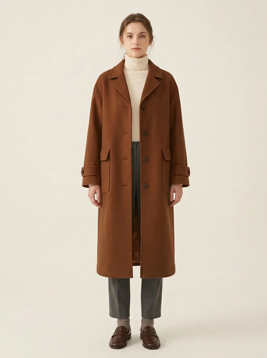 Refined Wool-Blend Longline Outerwear Coat