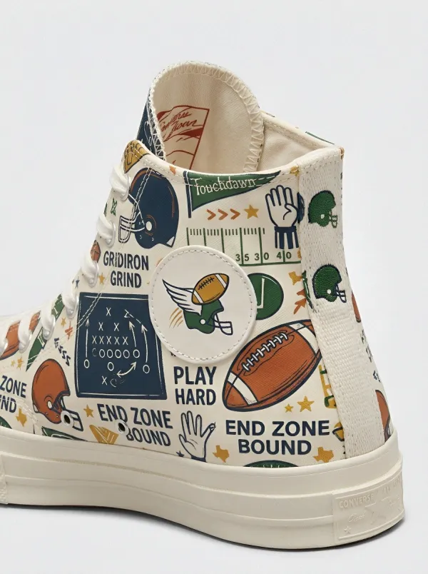 Unisex American Football Lover Gridiron Pattern Printed Sneakers