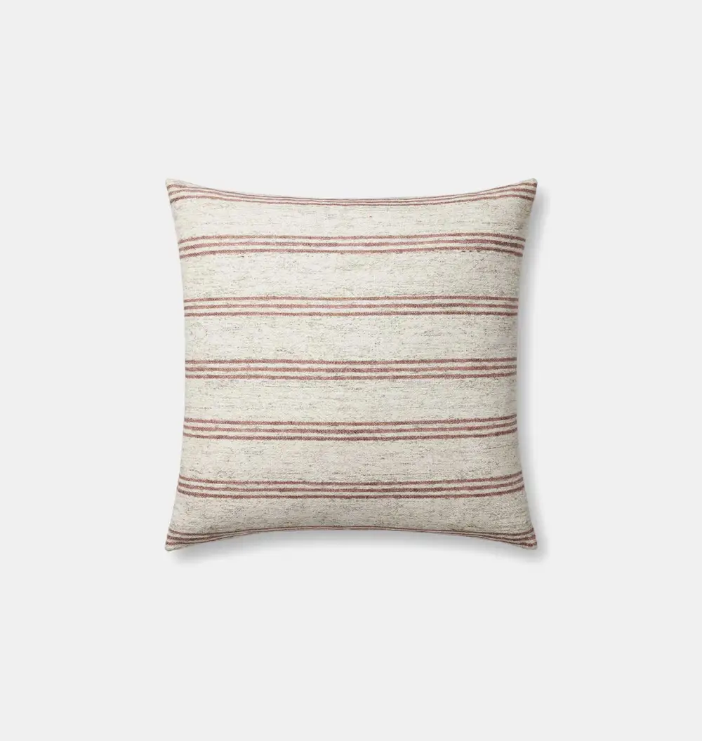 Ivory and Wine Striped Sofa Throw Pillow