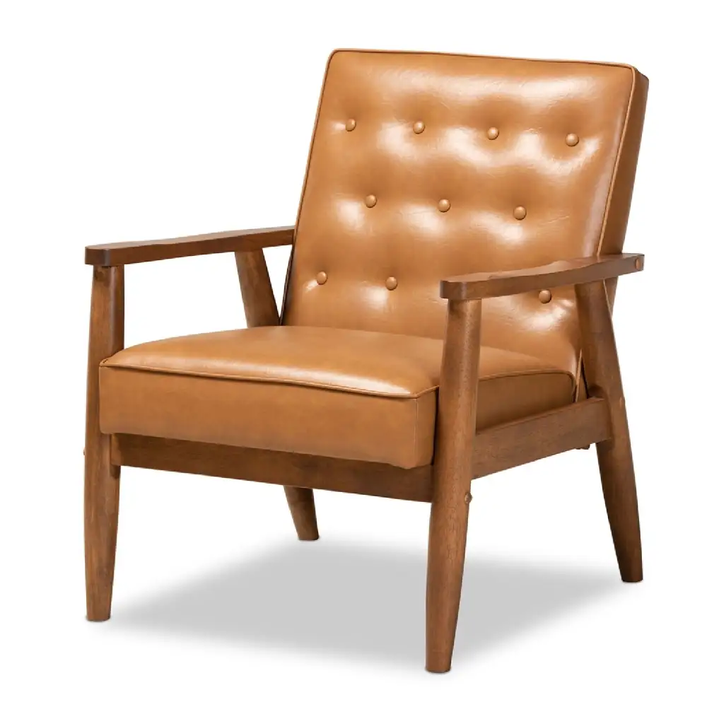 Curved Button-Tufted Lounge Chair