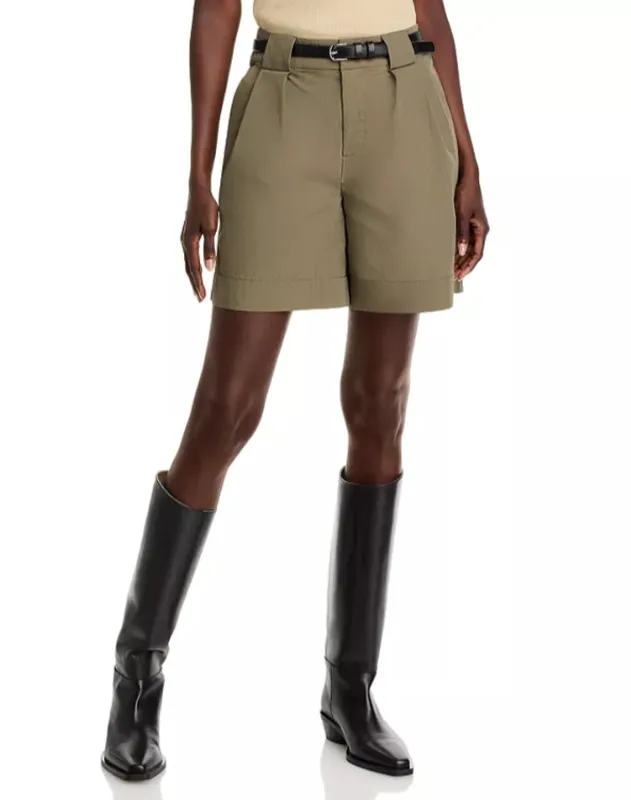 Pleated Cotton Nylon Shorts