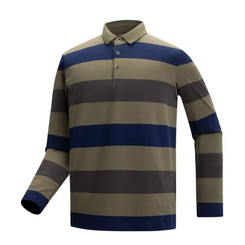 Men's Long-Sleeve Polo Shirt With Stripes