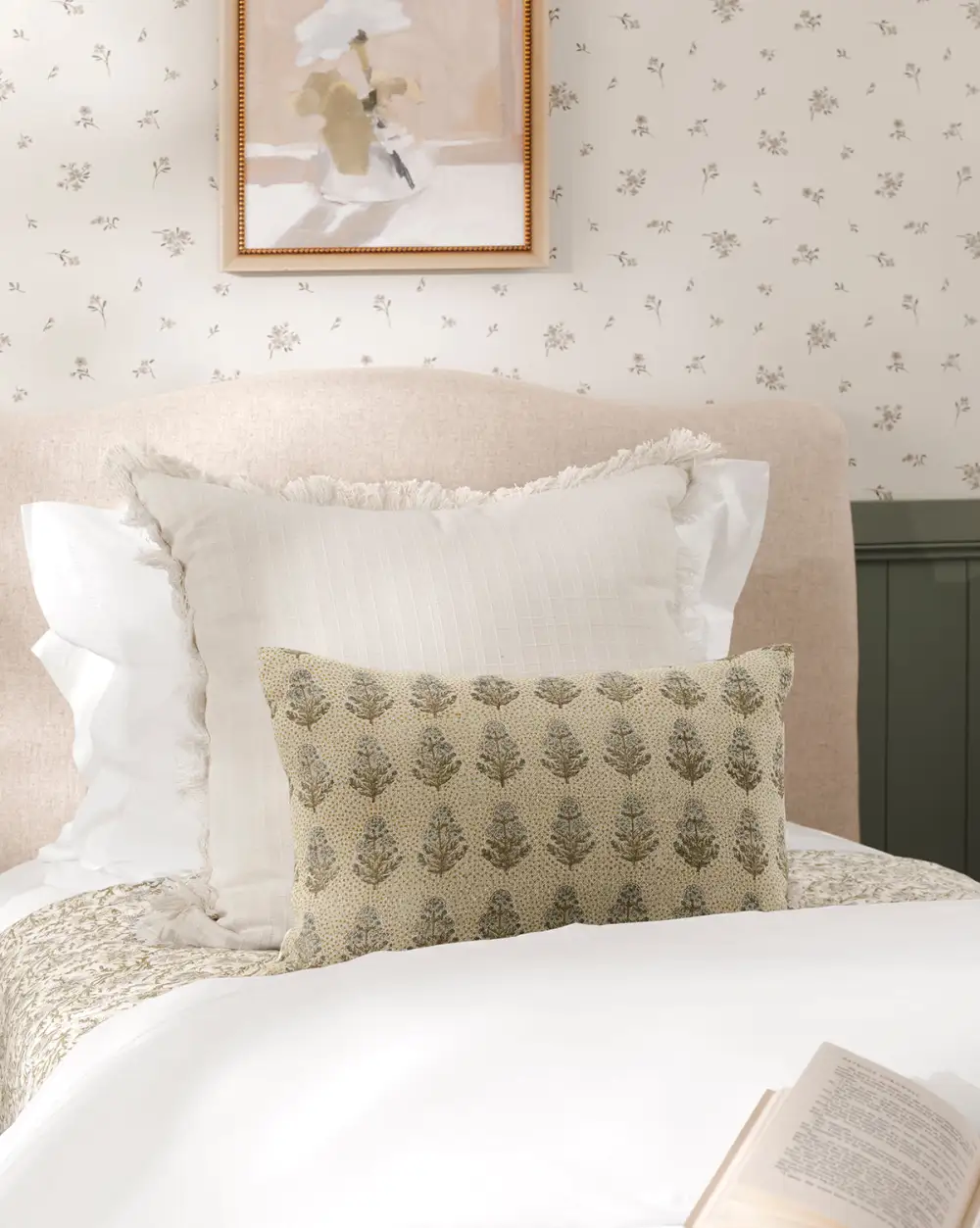 Block-Printed Textured-Weave Pillow Cover