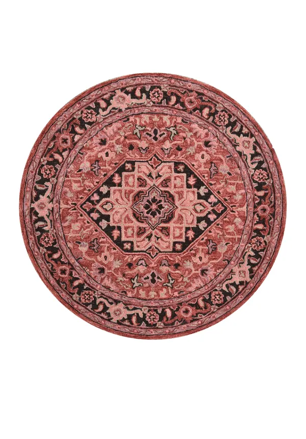 Artisan Hand Tufted Persian Inspired Bordered Wool Round Rug