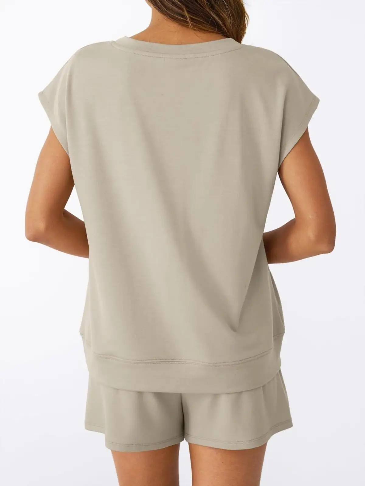 Relaxed Drawstring Pocketed Shirt and Shorts Matching Set
