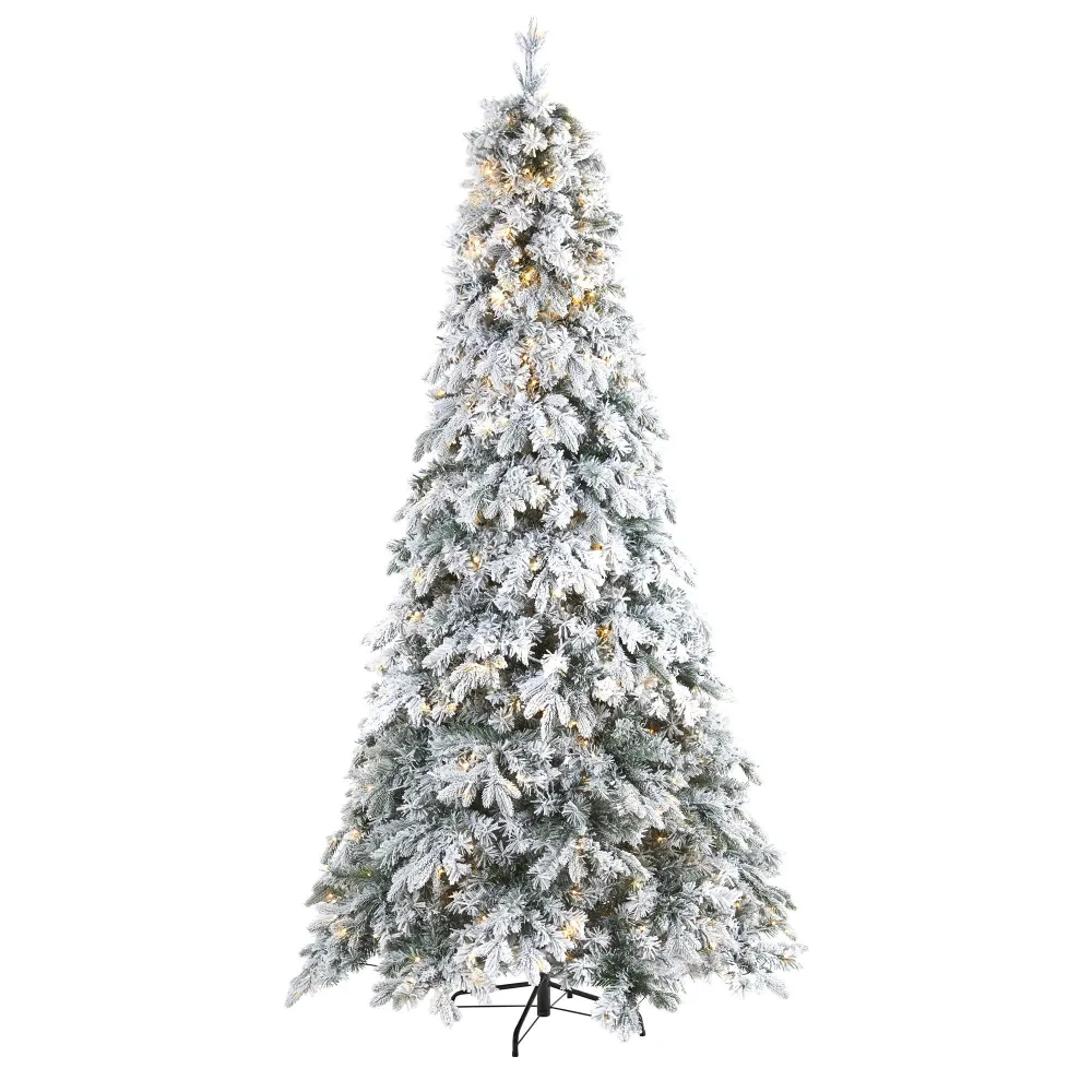 Flocked Vermont Mixed Pine Artificial Christmas Tree with LED Lights