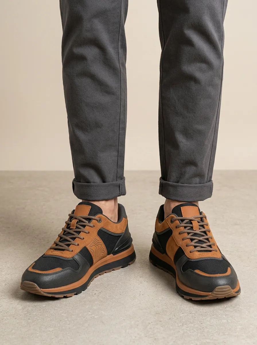 Men's Everyday Outdoor Adventure Topographic Print Sneakers