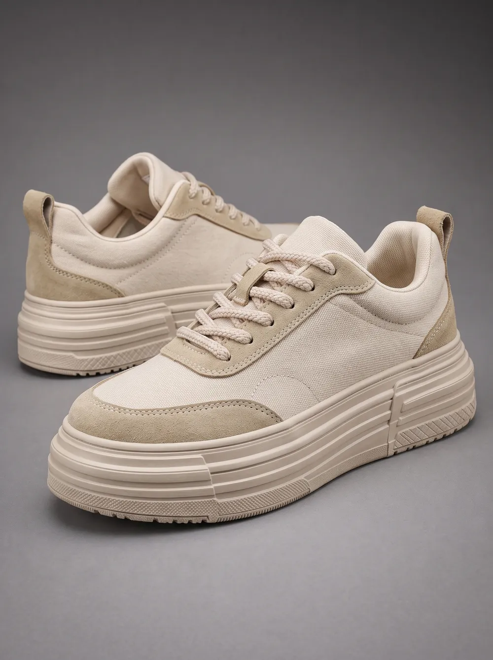 Suede Canvas Platform Skate Sneakers