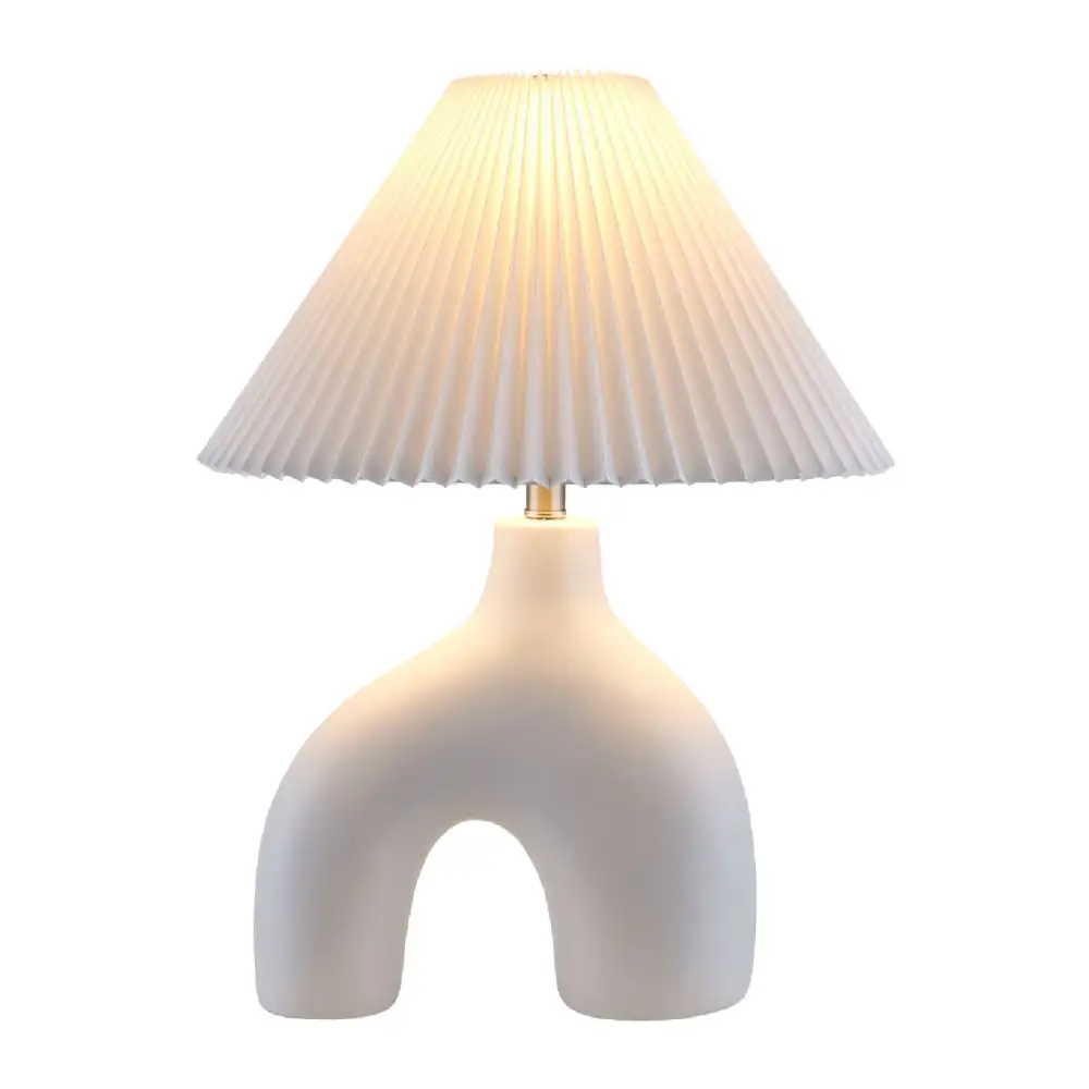 Pleated Fabric Arched Table Lamp