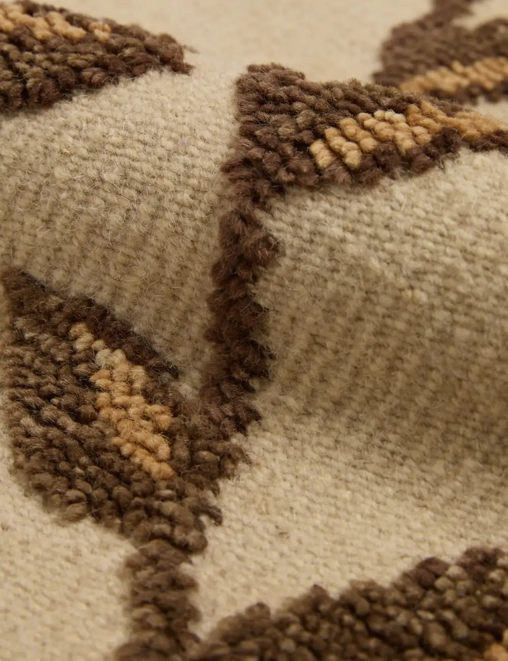 Lattice Botanical High Low Pile Hand Knotted Wool Area Rug