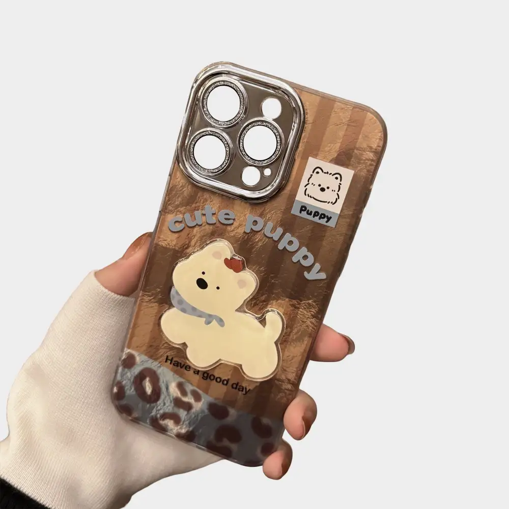 Puppy Dog Beaded Wristlet Glossy Phone Case