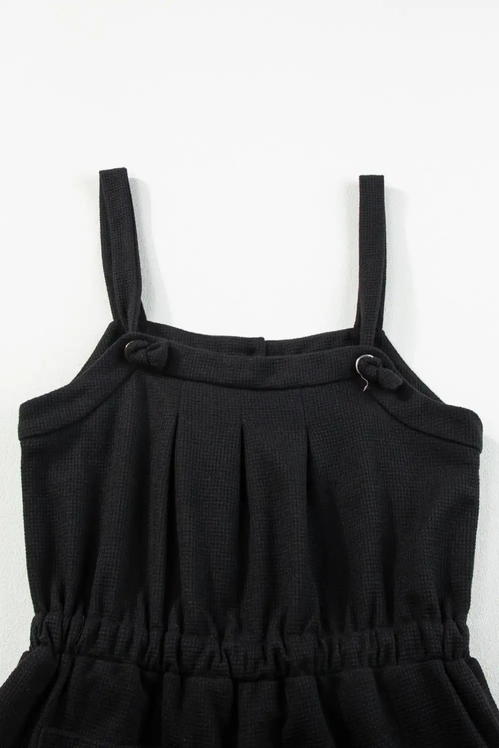Knotted Straps Button Textured Drawstring Jumpsuit Accessory