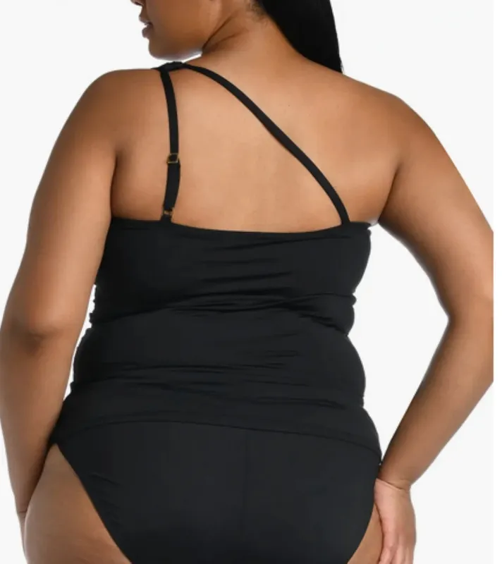 Nylon One Shoulder Asymmetrical Tankini Top