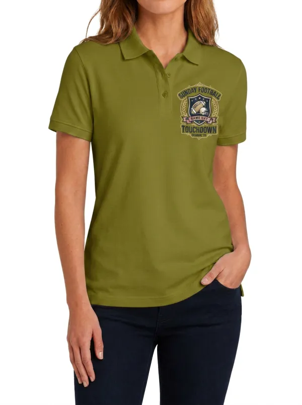 Sunday Football Touchdown Shield Graphic Polo Shirt
