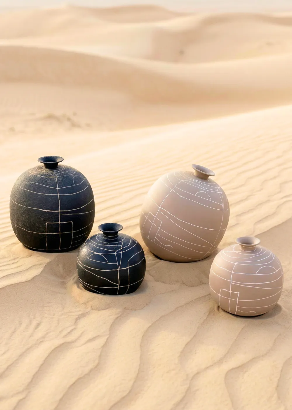 Dune Obsidian Vase Beige Small
