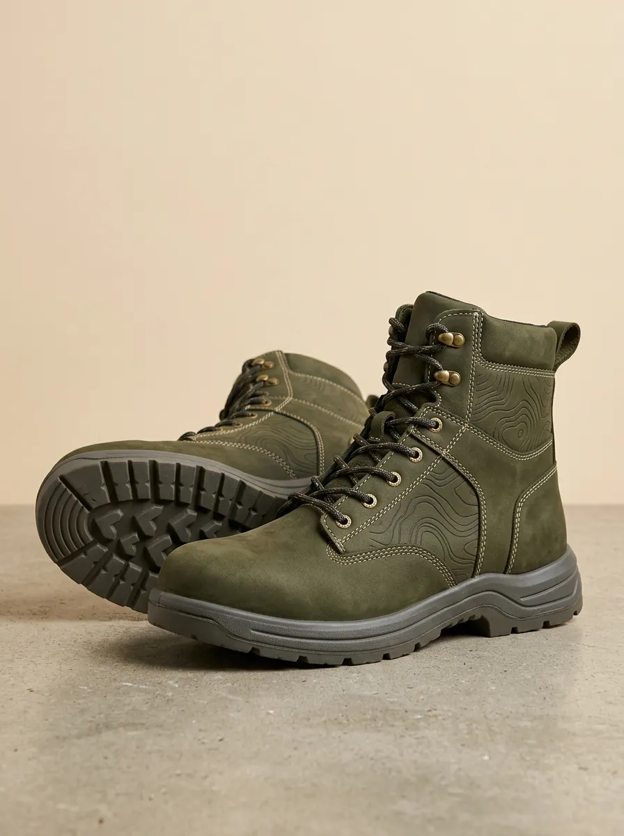 Unisex Refined Outdoor Enthusiast Topographic Map Print Work Boots
