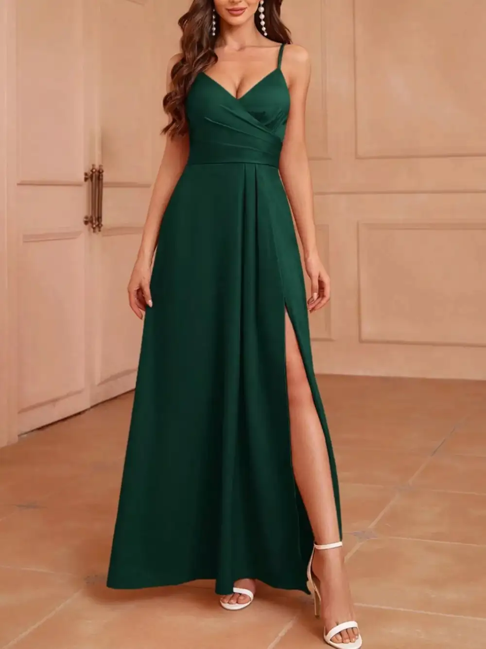 Relaxed Slit Spaghetti Strap Maxi Dress