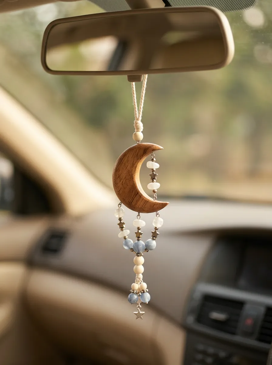 Beaded Crystal Rearview Mirror Hanging Ornament