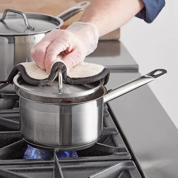 Compact Stainless Steel Sauce Pan with Aluminum Clad Bottom and Cover