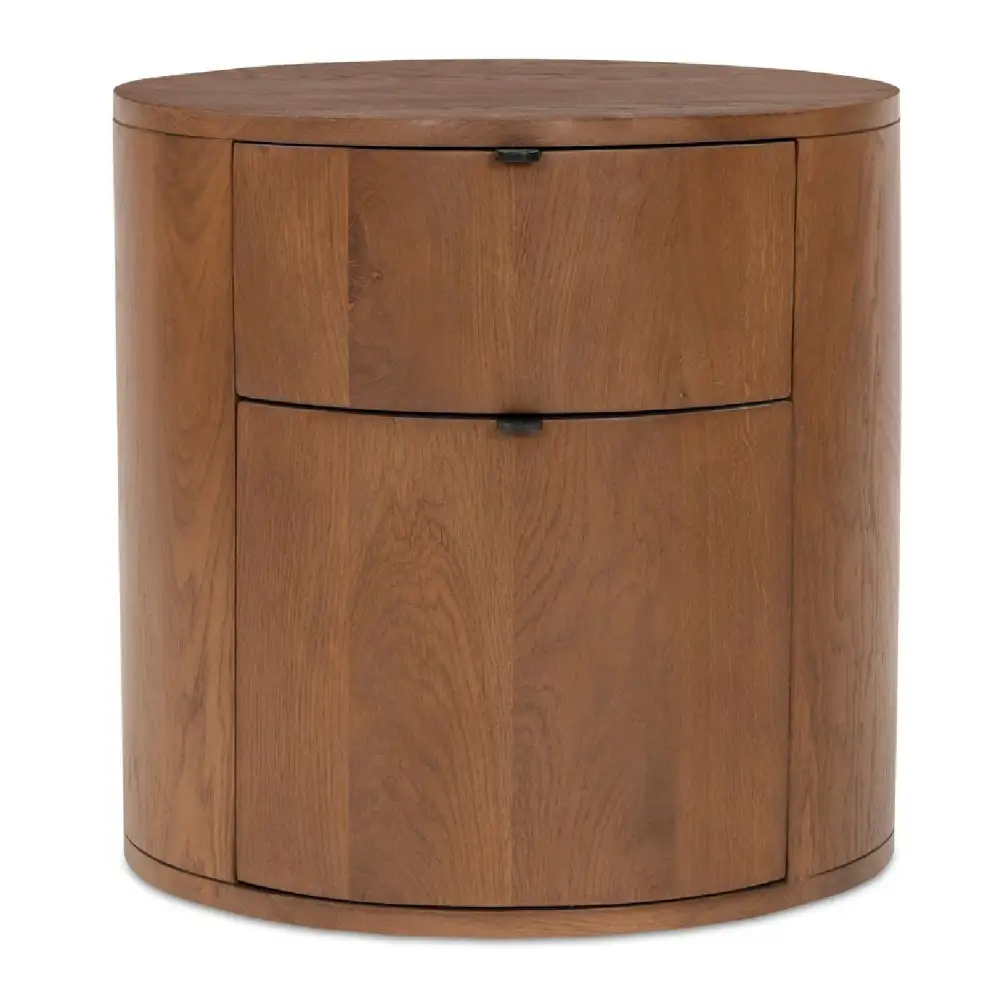 Textured Round Drawer Nightstand