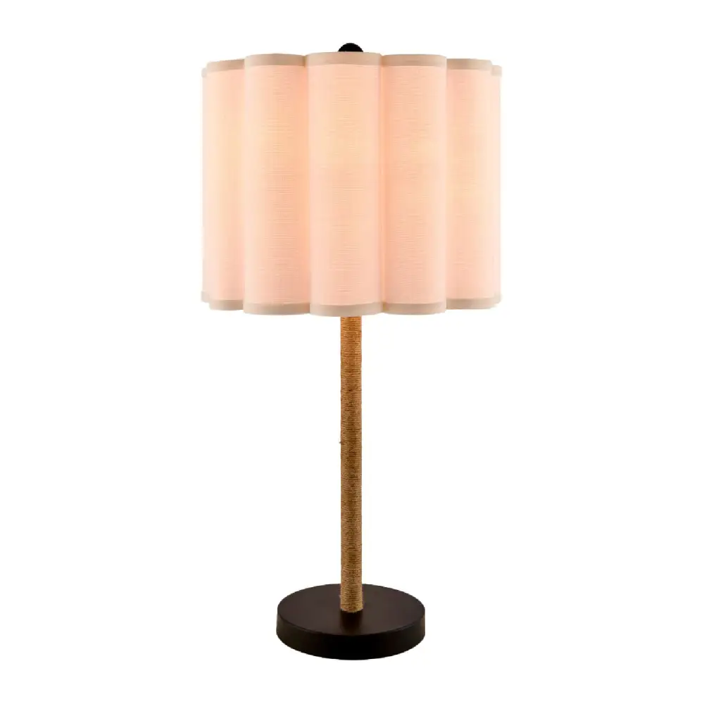 Linen Shade Modern Pleated Metal Iron Table Lamp