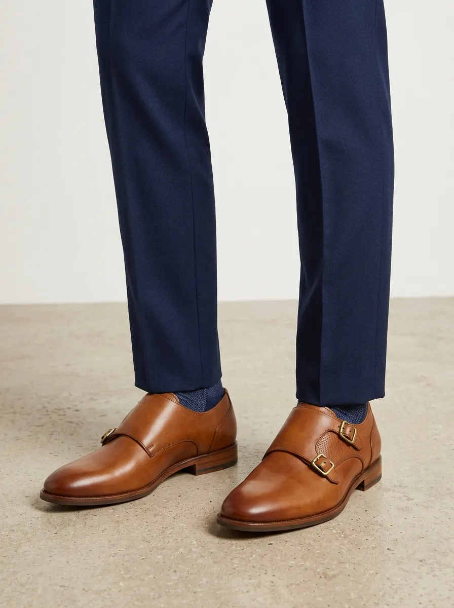 Men's Classic Business Formal Leather Double Monk Strap Shoes